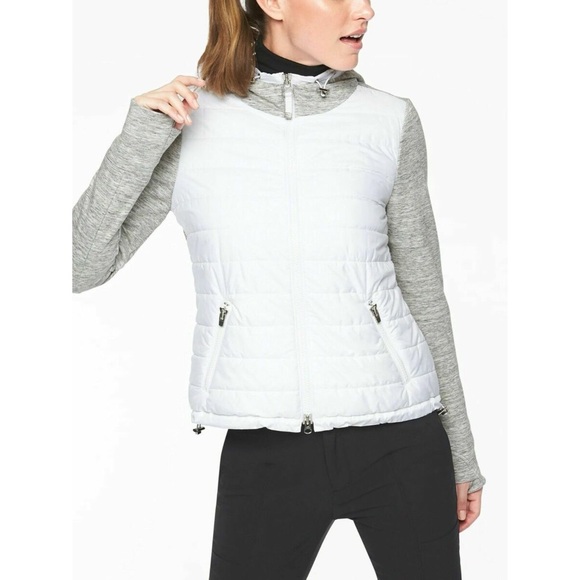 Athleta Jackets & Blazers - Athleta Cozier Primaloft Hoodie in White Grey size S in EUC!